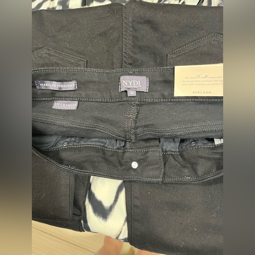 NYDJ Sz 10 Marilyn State, NWT Black Straight, Stretch, Pants Work Play career - Picture 4 of 6